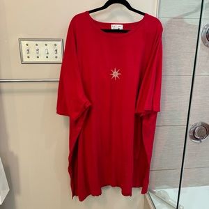 Red embroidered star Plus size short night shirt - Ulla Popken - 5x